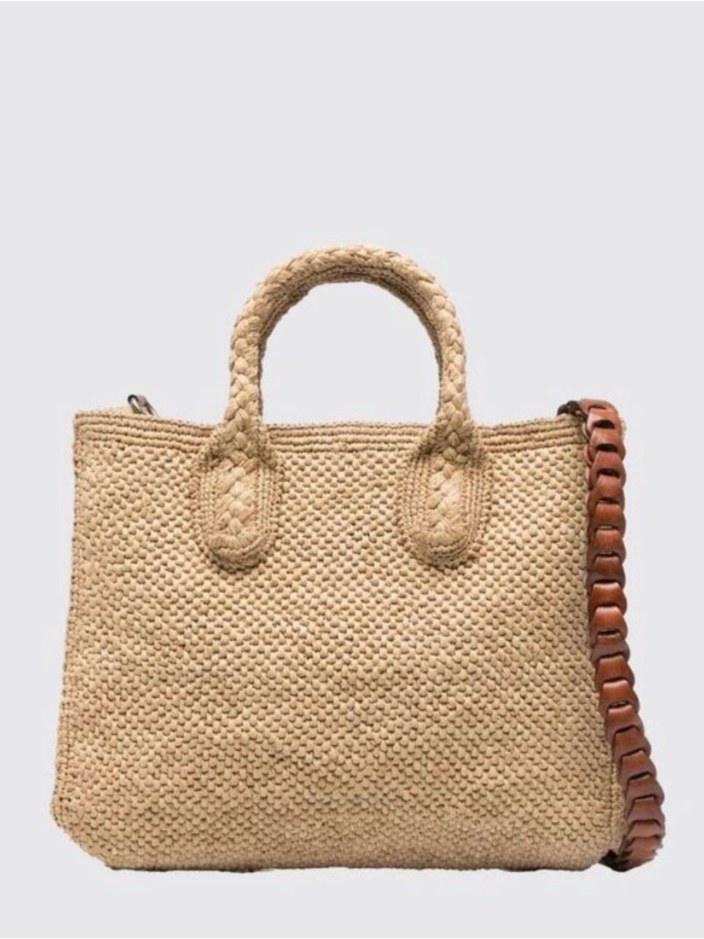 NWT Ibeliv Woven Straw Tote Bag with Braided Handle - Beige